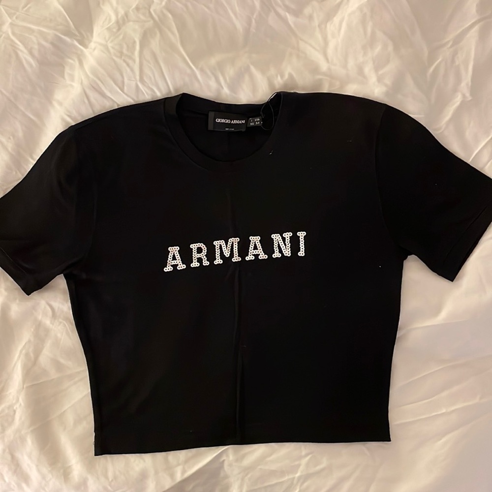 Black Armani sequin crop top tee size EU 34/US XS